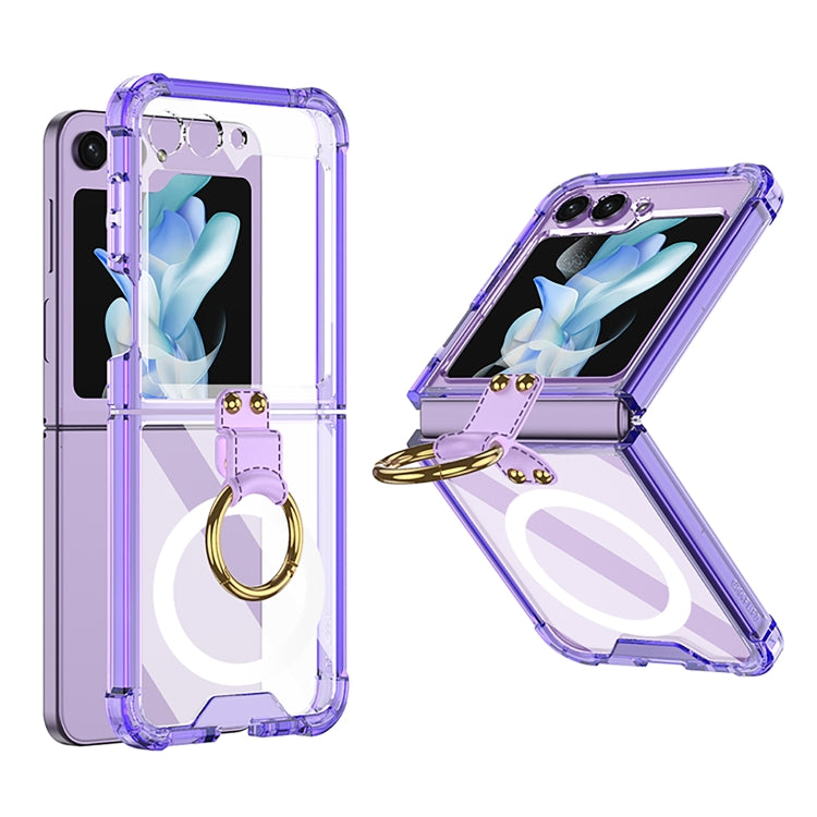 For Samsung Galaxy Z Flip5 GKK MagSafe Airbag Hinge Shockproof Phone Case with Ring Holder(Purple) - Galaxy Z Flip5 Cases by GKK | Online Shopping South Africa | PMC TechLife | Buy Now Pay Later Mobicred