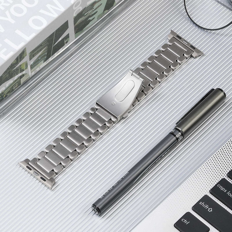 For Apple Watch SE 2023 44mm Five Beads Titanium Steel Watch Band(Silver) - Watch Bands by PMC TechLife | Online Shopping South Africa | PMC TechLife