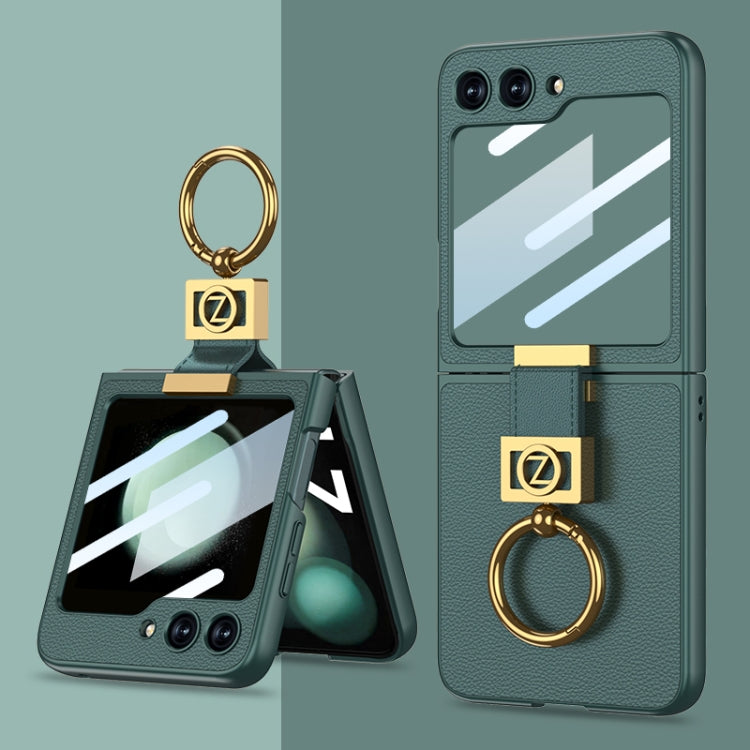For Samsung Galaxy Z Flip5 GKK Ultra-thin Z Ring Holder Leather Phone Case(Green) - free shipping - PMC TechLife - Order now!