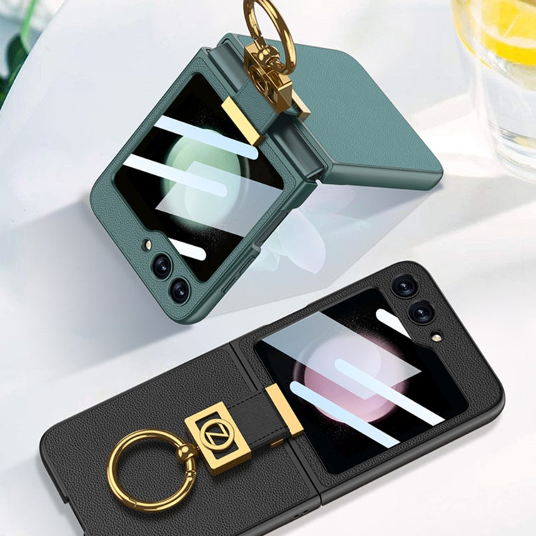 For Samsung Galaxy Z Flip5 GKK Ultra-thin Z Ring Holder Leather Phone Case(Green) - free shipping - PMC TechLife - Order now!