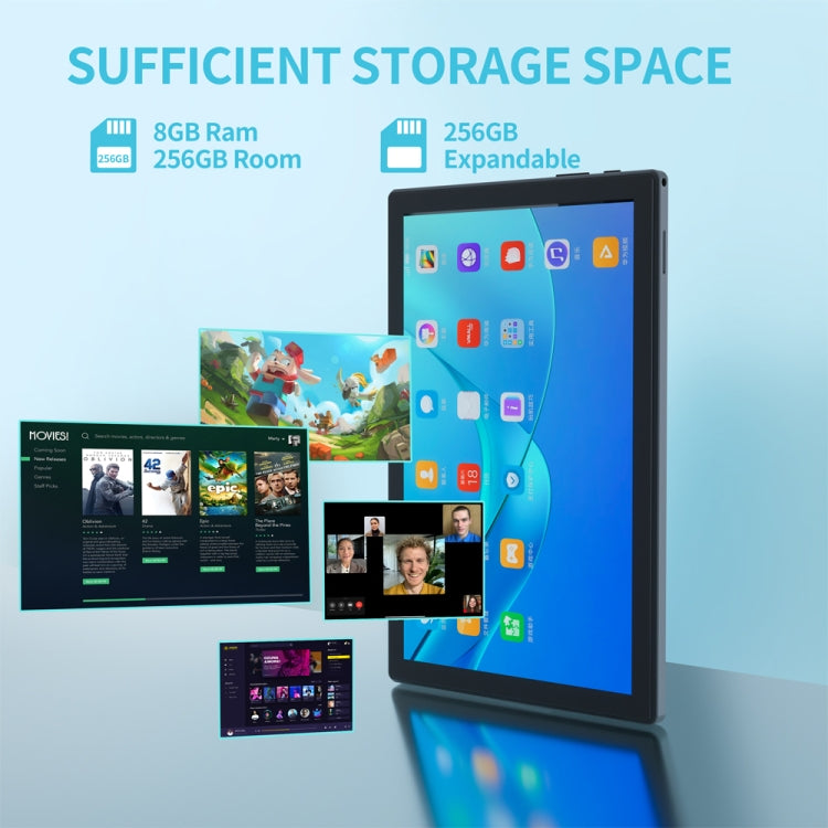 BDF P70 4G LTE Tablet PC 10.1 inch, 8GB+256GB, Android 12 MTK6762 Octa Core, Support Dual SIM, EU Plug(Silver) - free shipping - PMC TechLife - Order now!