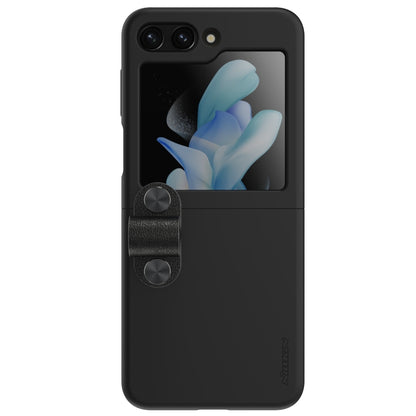 For Samsung Galaxy Z Flip5 NILLKIN Skin Feel Liquid Silicone Phone Case With Finger Strap(Black) - Galaxy Z Flip5 Cases by NILLKIN | Online Shopping South Africa | PMC Jewellery | Buy Now Pay Later Mobicred