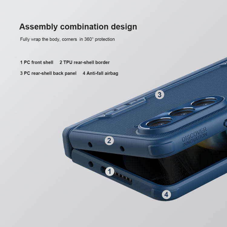 For Samsung Galaxy Z Fold5 NILLKIN Frosted Fold PC + TPU Phone Case with Holder(Blue) - free shipping - PMC TechLife - Order now!