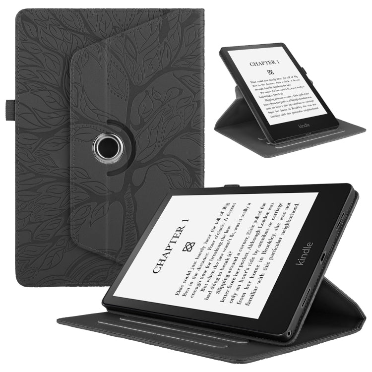 For Amazon Kindle Paperwhite 5 Tree Life Embossed Rotation Leather Smart Tablet Case(Black) - Amazon by PMC TechLife | Online Shopping South Africa | PMC TechLife | Buy Now Pay Later Mobicred