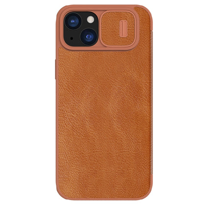 For iPhone 15 Plus NILLKIN QIN Series Pro Sliding Camera Cover Design Leather Phone Case(Brown) - iPhone 15 Plus Cases by NILLKIN | Online Shopping South Africa | PMC Jewellery