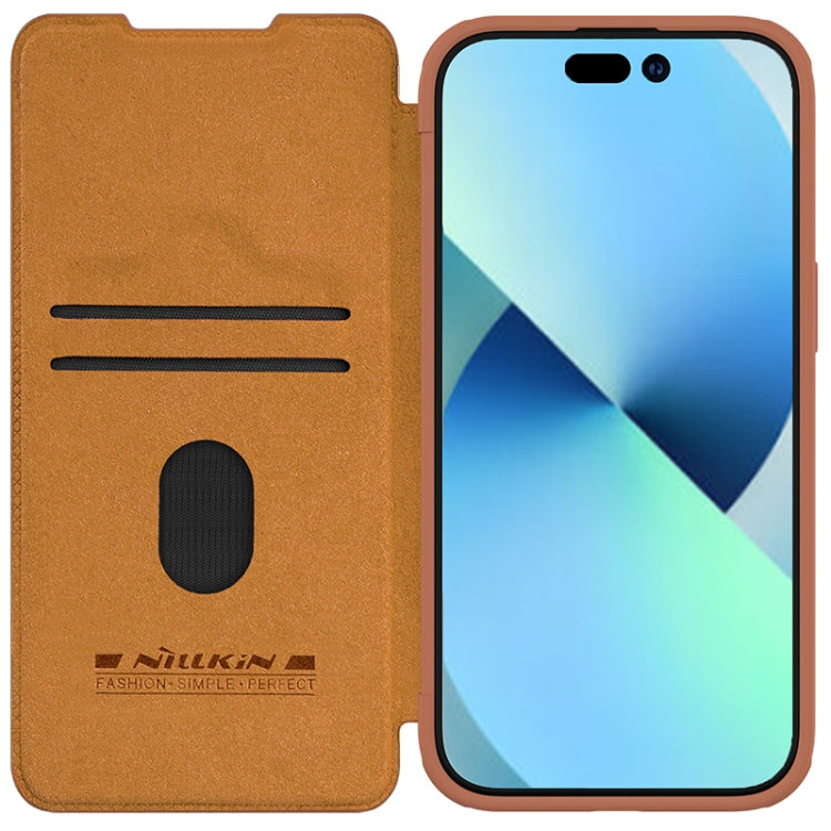For iPhone 15 Plus NILLKIN QIN Series Pro Sliding Camera Cover Design Leather Phone Case(Brown) - iPhone 15 Plus Cases by NILLKIN | Online Shopping South Africa | PMC TechLife