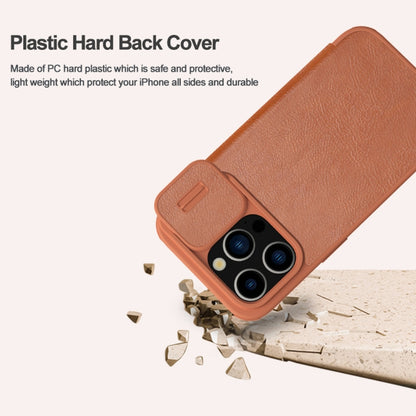 For iPhone 15 Pro NILLKIN QIN Series Pro Sliding Camera Cover Design Leather Phone Case(Brown) - iPhone 15 Pro Cases by NILLKIN | Online Shopping South Africa | PMC Jewellery