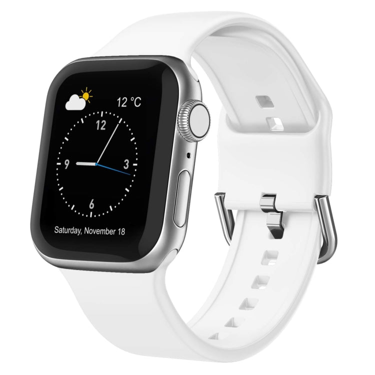 For Apple Watch 8 45mm Pin Buckle Silicone Watch Band(White) - Watch Bands by PMC TechLife | Online Shopping South Africa | PMC TechLife