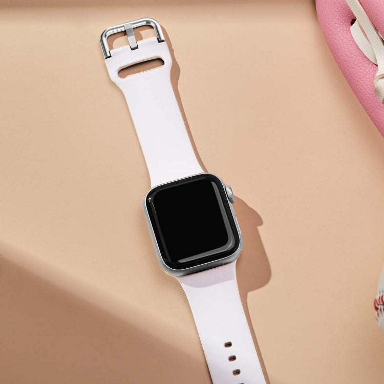 For Apple Watch 8 45mm Pin Buckle Silicone Watch Band(White) - Watch Bands by PMC TechLife | Online Shopping South Africa | PMC TechLife