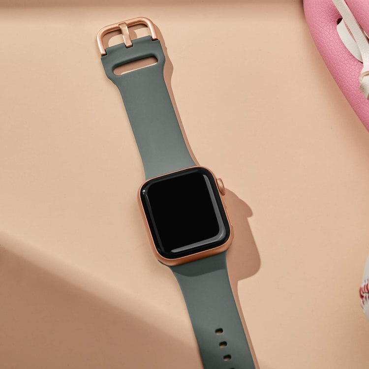 For Apple Watch 6 40mm Pin Buckle Silicone Watch Band(Olive) - Watch Bands by PMC TechLife | Online Shopping South Africa | PMC TechLife