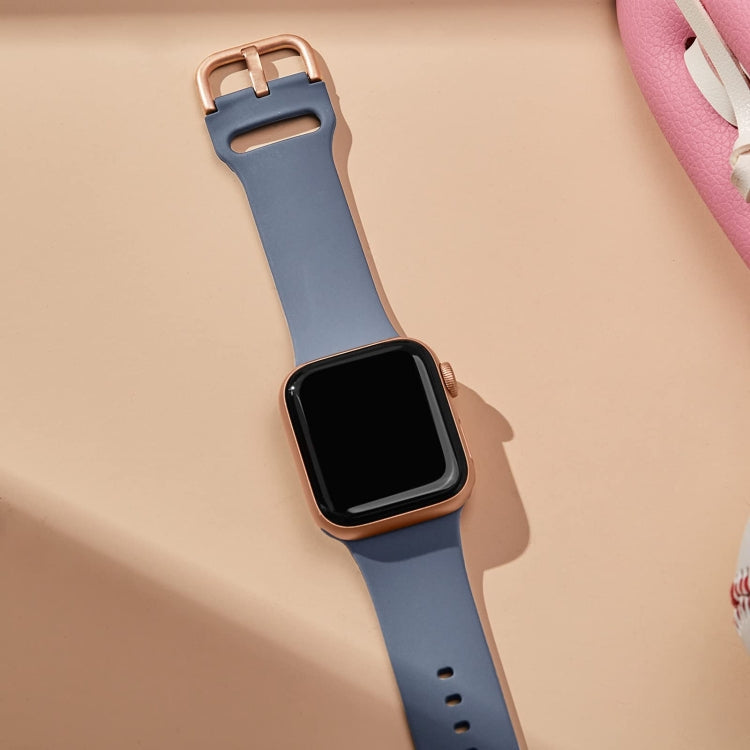 For Apple Watch 5 40mm Pin Buckle Silicone Watch Band(Blue Grey) - Watch Bands by PMC TechLife | Online Shopping South Africa | PMC TechLife