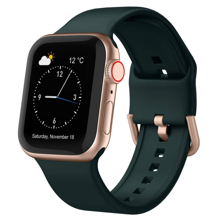 For Apple Watch 5 40mm Pin Buckle Silicone Watch Band(Dark Green) - Watch Bands by PMC TechLife | Online Shopping South Africa | PMC TechLife