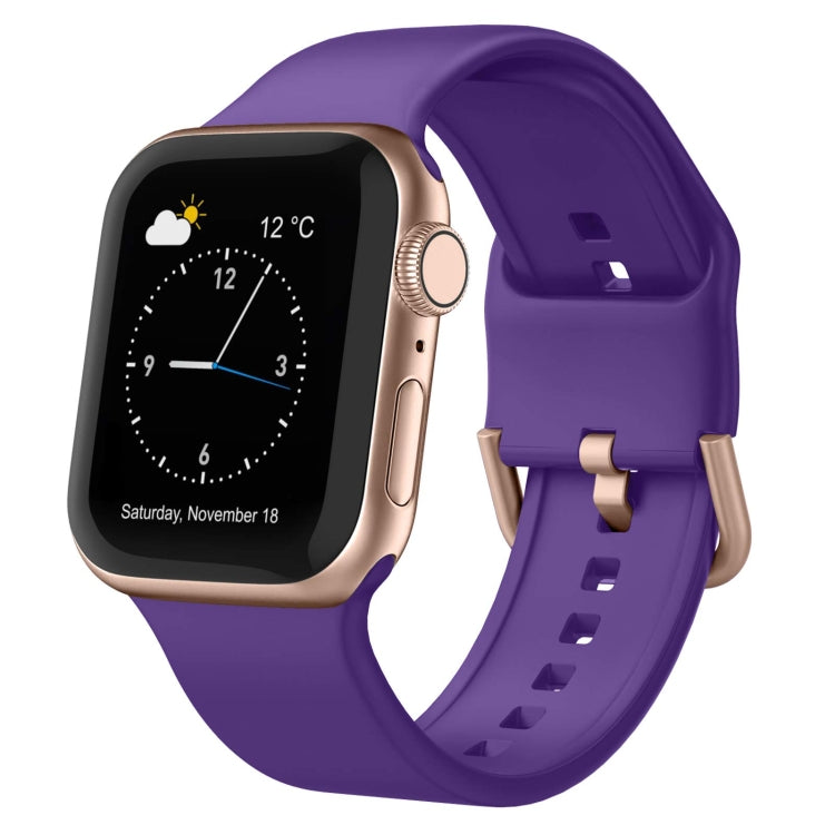 For Apple Watch 3 38mm Pin Buckle Silicone Watch Band(Purple) - Watch Bands by PMC TechLife | Online Shopping South Africa | PMC TechLife