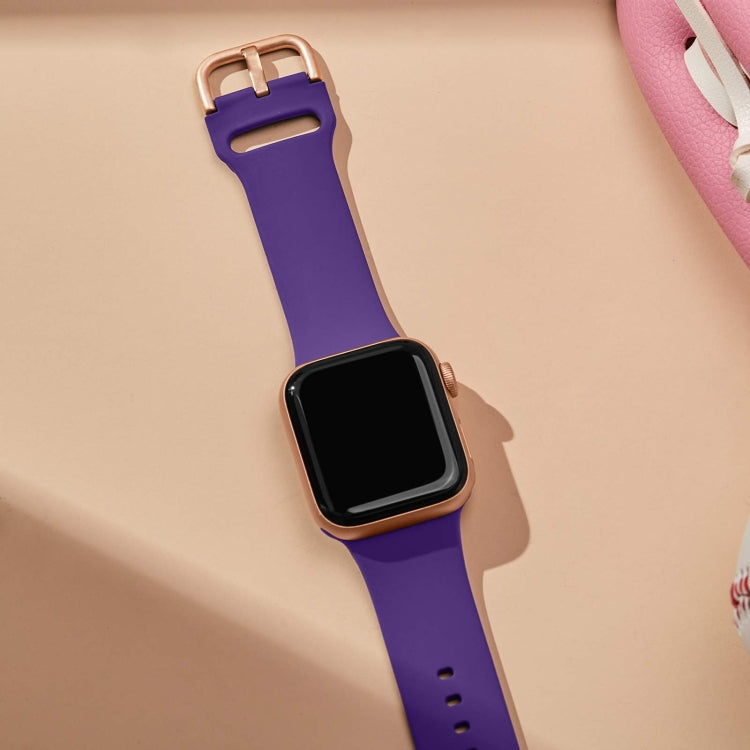 For Apple Watch 3 38mm Pin Buckle Silicone Watch Band(Purple) - Watch Bands by PMC TechLife | Online Shopping South Africa | PMC TechLife