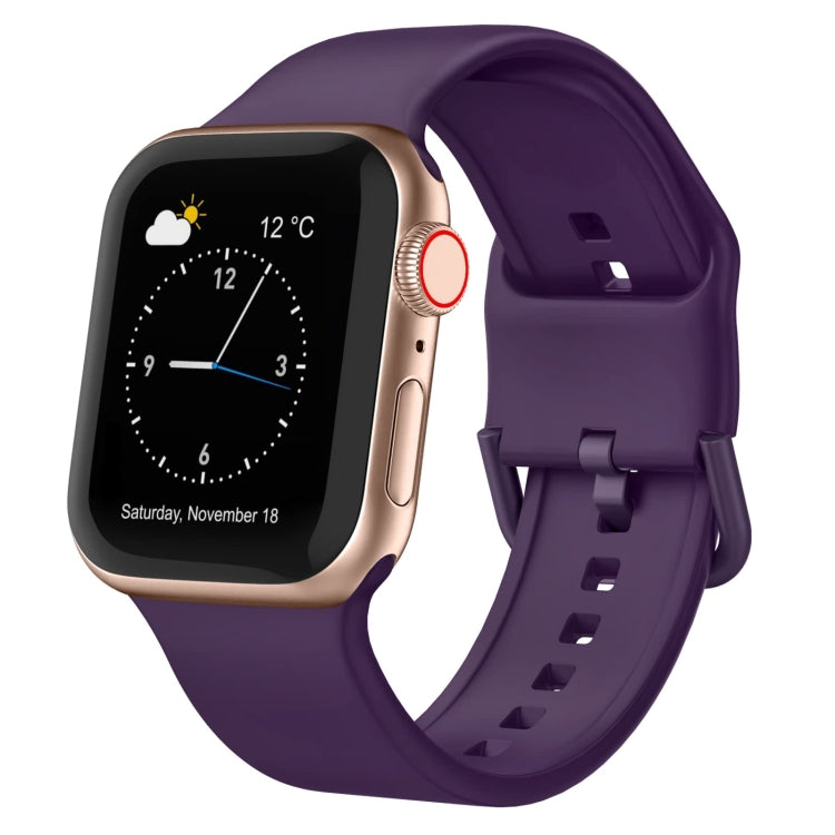 For Apple Watch Series 3 38mm Pin Buckle Silicone Watch Band(Dark Purple) - free shipping - PMC TechLife - Order now!