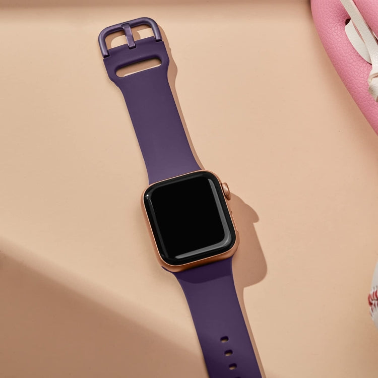 For Apple Watch Series 3 38mm Pin Buckle Silicone Watch Band(Dark Purple) - free shipping - PMC TechLife - Order now!