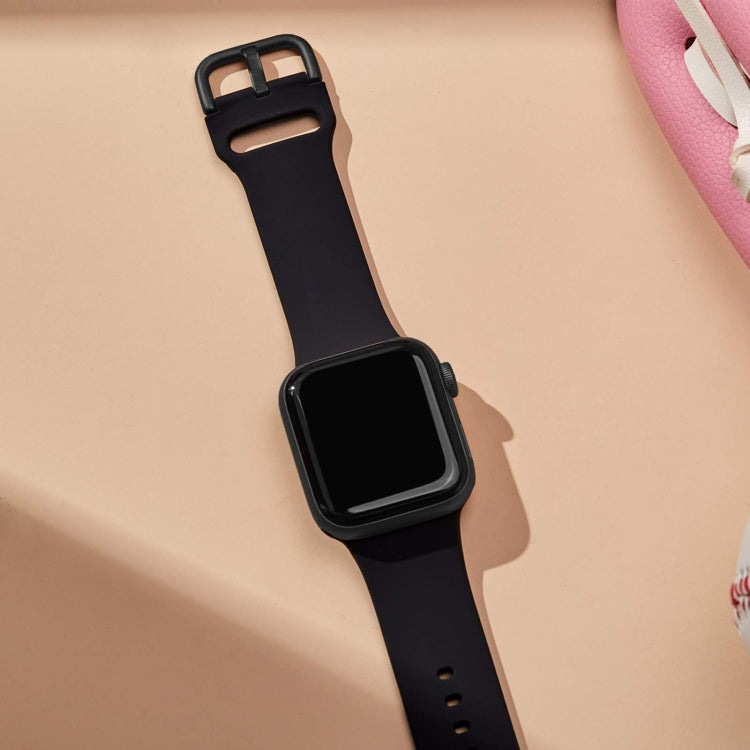 For Apple Watch 3 42mm Pin Buckle Silicone Watch Band(Black) - Watch Bands by PMC TechLife | Online Shopping South Africa | PMC TechLife
