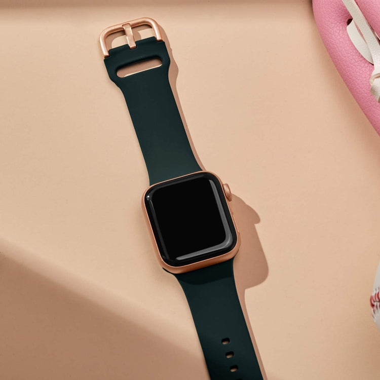 For Apple Watch 3 42mm Pin Buckle Silicone Watch Band(Dark Green) - Watch Bands by PMC TechLife | Online Shopping South Africa | PMC TechLife