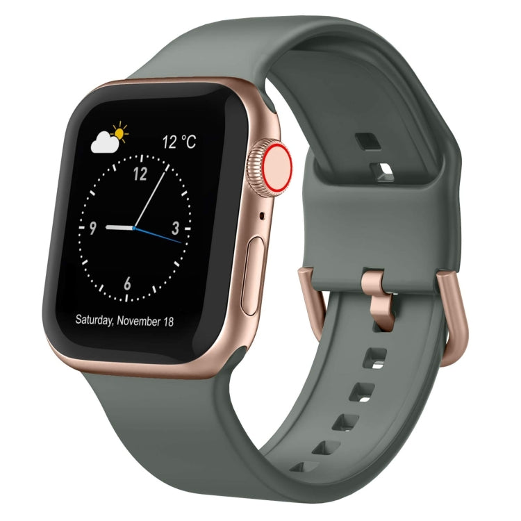 For Apple Watch Series 9 41mm Pin Buckle Silicone Watch Band(Olive) - Watch Bands by PMC TechLife | Online Shopping South Africa | PMC TechLife