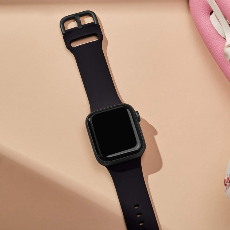 For Apple Watch Series 9 41mm Pin Buckle Silicone Watch Band(Black) - Watch Bands by PMC TechLife | Online Shopping South Africa | PMC TechLife