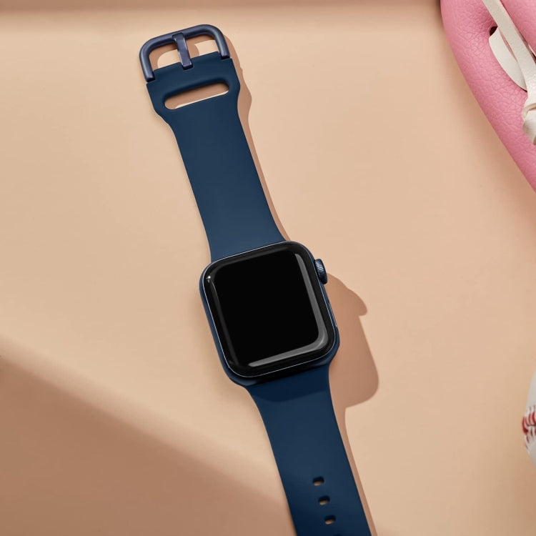 For Apple Watch Series 9 41mm Pin Buckle Silicone Watch Band(Abyss Blue) - Watch Bands by PMC TechLife | Online Shopping South Africa | PMC TechLife