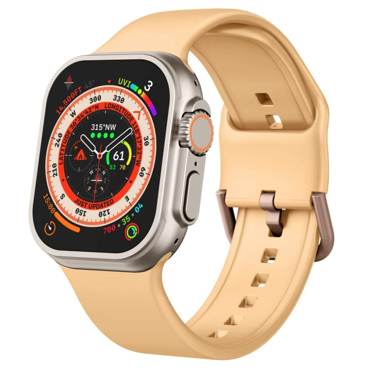 For Apple Watch Series 9 41mm Pin Buckle Silicone Watch Band(Light Orange) - Watch Bands by PMC TechLife | Online Shopping South Africa | PMC TechLife