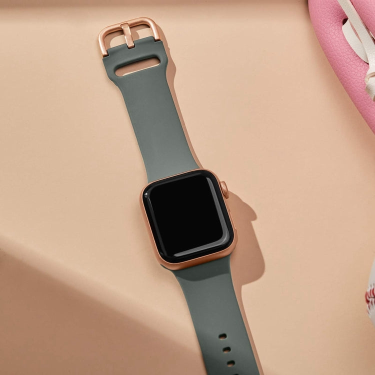 For Apple Watch Series 9 45mm Pin Buckle Silicone Watch Band(Olive) - Watch Bands by PMC TechLife | Online Shopping South Africa | PMC TechLife