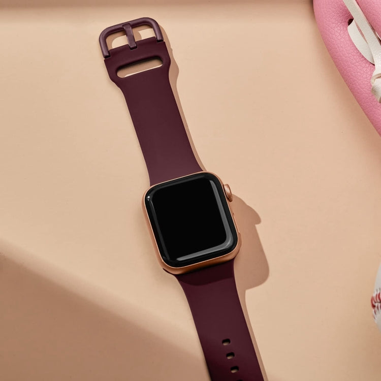 For Apple Watch Series 9 45mm Pin Buckle Silicone Watch Band(Wine Red) - Watch Bands by PMC TechLife | Online Shopping South Africa | PMC TechLife
