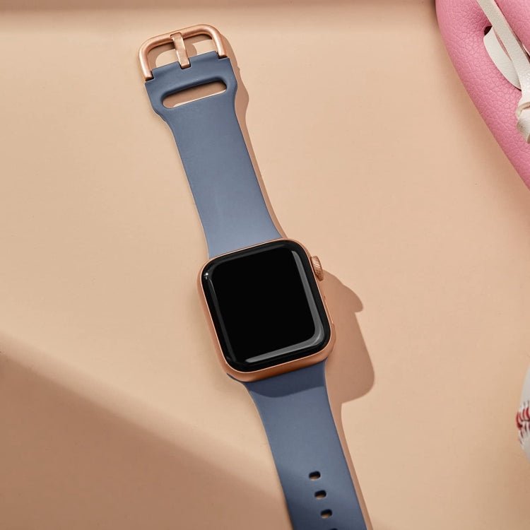 For Apple Watch Series 9 45mm Pin Buckle Silicone Watch Band(Blue Grey) - Watch Bands by PMC TechLife | Online Shopping South Africa | PMC TechLife