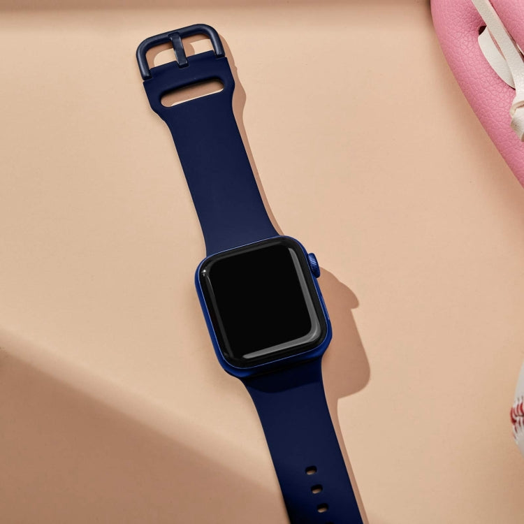 For Apple Watch Series 9 45mm Pin Buckle Silicone Watch Band(Midnight Blue) - Watch Bands by PMC TechLife | Online Shopping South Africa | PMC TechLife