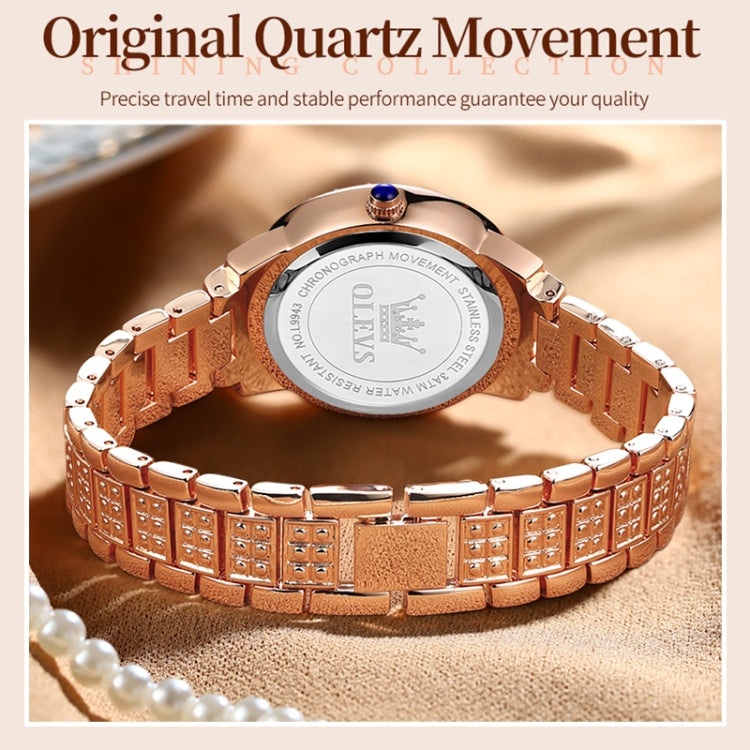 OLEVS 9943 Women Diamond Waterproof Quartz Watch(Rose Gold Roman) - Metal Strap Watches by OLEVS | Online Shopping South Africa | PMC Jewellery