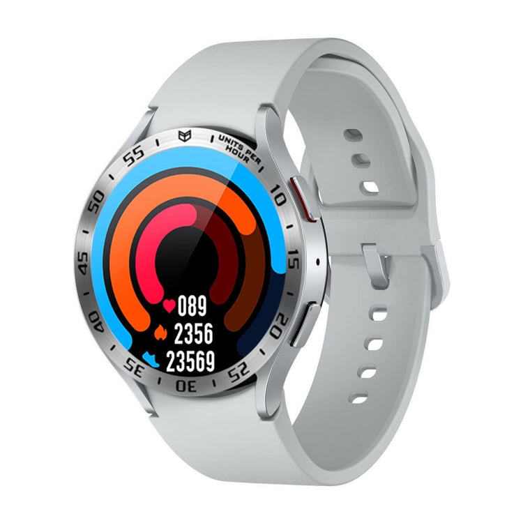 For Samsung Galaxy Watch6 Classic 47mm A Style Smart Watch Steel Ring Protective Frame(Silver) - Watch Cases by PMC TechLife | Online Shopping South Africa | PMC TechLife