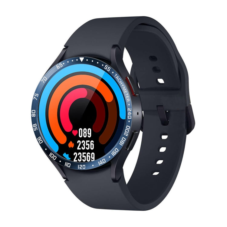 For Samsung Galaxy Watch6 Classic 47mm E Style Smart Watch Steel Ring Protective Frame(Blue) - Watch Cases by PMC TechLife | Online Shopping South Africa | PMC TechLife