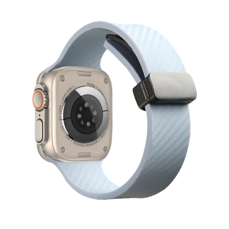 For Apple Watch 38mm Carbon Fiber Pattern Magnetic Buckle Silicone Watch Band(Sky Blue) - Watch Bands by PMC TechLife | Online Shopping South Africa | PMC TechLife