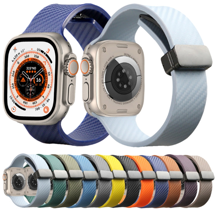 For Apple Watch 38mm Carbon Fiber Pattern Magnetic Buckle Silicone Watch Band(Grey) - Watch Bands by PMC TechLife | Online Shopping South Africa | PMC TechLife