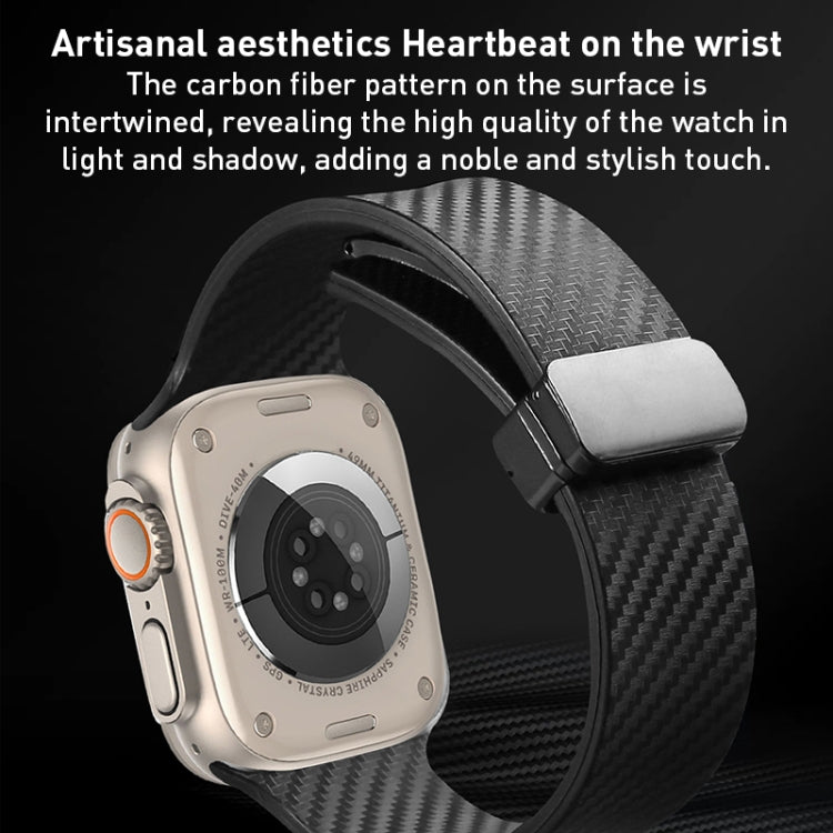 For Apple Watch 4 40mm Carbon Fiber Pattern Magnetic Buckle Silicone Watch Band(Grey) - Watch Bands by PMC TechLife | Online Shopping South Africa | PMC TechLife