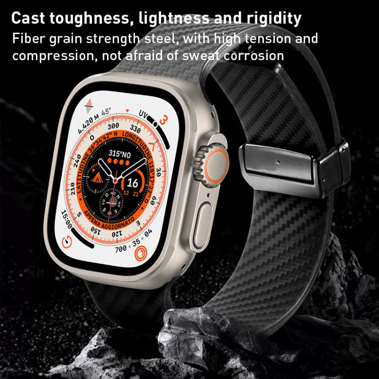 For Apple Watch 6 44mm Carbon Fiber Pattern Magnetic Buckle Silicone Watch Band(Grey) - Watch Bands by PMC TechLife | Online Shopping South Africa | PMC TechLife