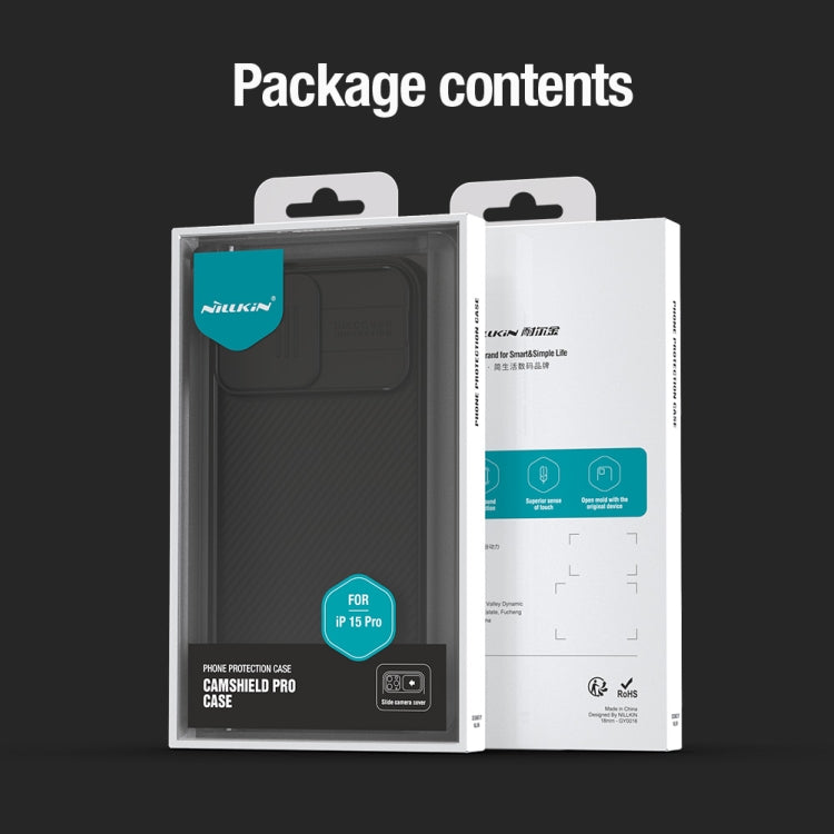 For iPhone 15 Pro NILLKIN CamShield Pro PC Phone Case(Black) - iPhone 15 Pro Cases by NILLKIN | Online Shopping South Africa | PMC TechLife | Buy Now Pay Later Mobicred