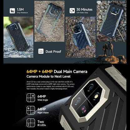 [HK Warehouse] Ulefone Armor 22, 8GB+256GB, IP68/IP69K Rugged Phone, 6.58 inch Android 13 MediaTek Helio G96 Octa Core, Network: 4G, NFC, OTG(Some Green) - Ulefone by Ulefone | Online Shopping South Africa | PMC Jewellery