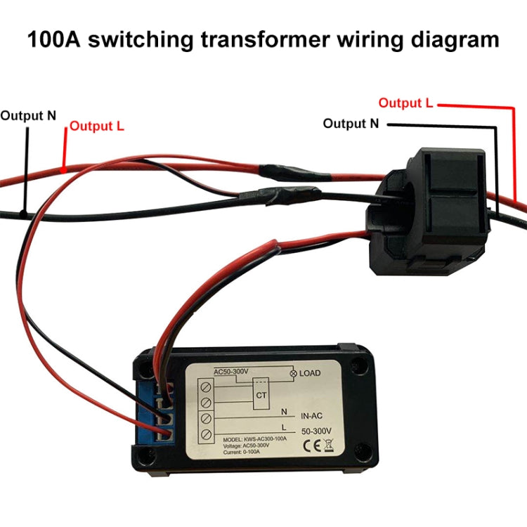 KWS-AC300-100A 50-300V AC Digital Current Voltmeter with Opening Transformer(Black) - Current & Voltage Tester by PMC TechLife | Online Shopping South Africa | PMC TechLife | Buy Now Pay Later Mobicred