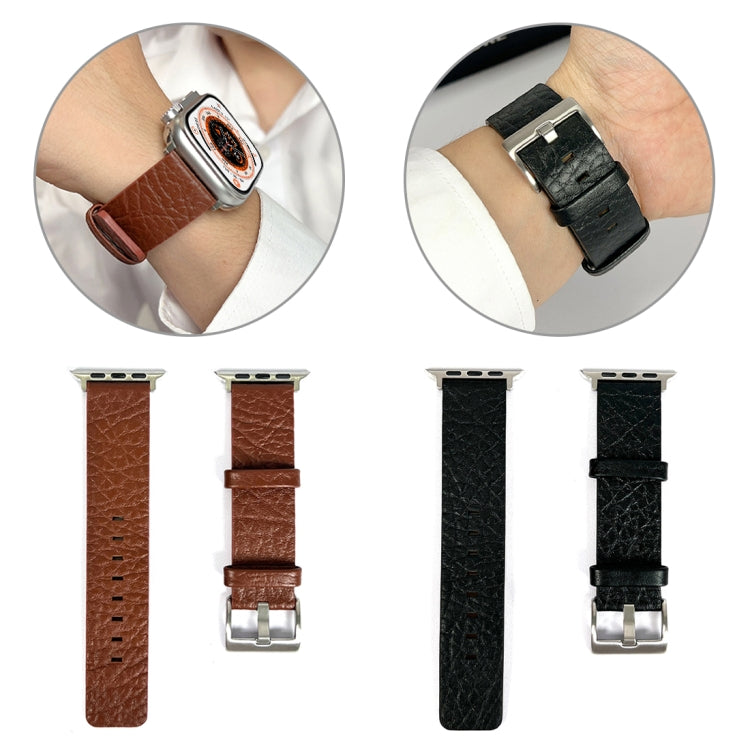 For Apple Watch SE 2023 44mm Buffalo Leather Watch Band(Brown) - Watch Bands by PMC TechLife | Online Shopping South Africa | PMC TechLife