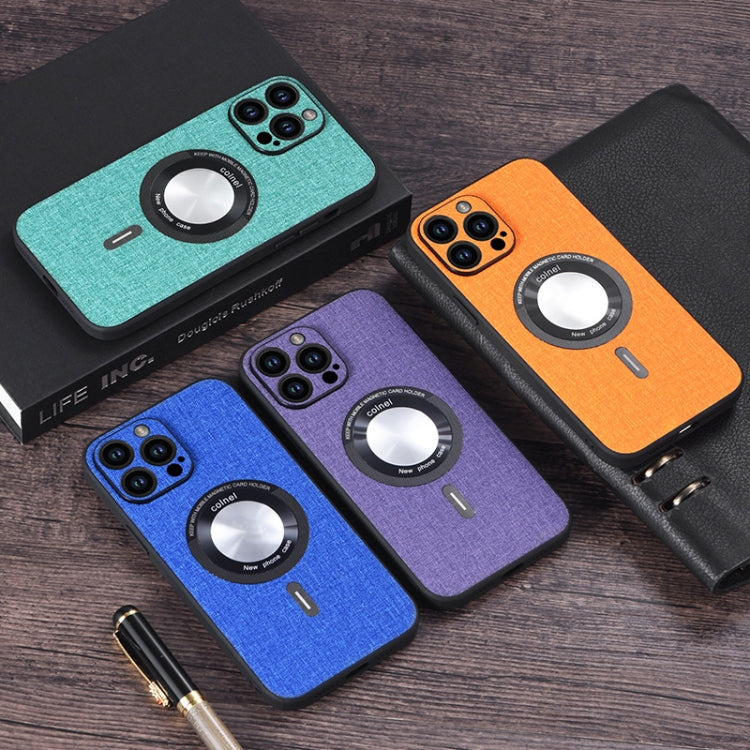 For iPhone 15 Pro Max Cloth Texture MagSafe Magnetic PU Phone Case(Light Green) - free shipping - PMC TechLife - Order now!