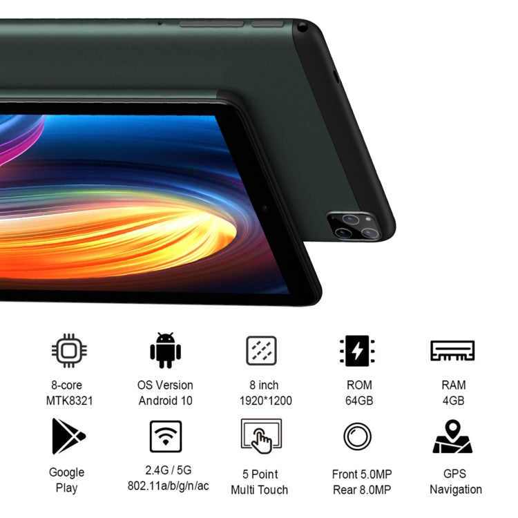 BDF P8 3G Phone Call Tablet PC 8.0 inch, 4GB+64GB, Android 10.0 MTK8321 Octa Core, Support Dual SIM, EU Plug(Gold) - free shipping - PMC TechLife - Order now!