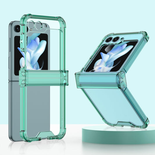 For Samsung Galaxy Z Flip5 GKK Electroplated Airbag Hinge Shockproof Phone Case with Ring Holder(Transparent Green) - Galaxy Z Flip5 Cases by GKK | Online Shopping South Africa | PMC Jewellery