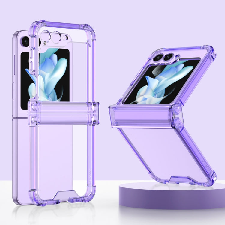 For Samsung Galaxy Z Flip5 GKK Electroplated Airbag Hinge Shockproof Phone Case with Ring Holder(Transparent Purple) - Galaxy Z Flip5 Cases by GKK | Online Shopping South Africa | PMC Jewellery