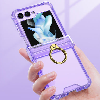 For Samsung Galaxy Z Flip5 Gkk Airbag Hinge Silicone Phone Case with Ring Holder(Transparent Purple) - Galaxy Z Flip5 Cases by GKK | Online Shopping South Africa | PMC Jewellery | Buy Now Pay Later Mobicred