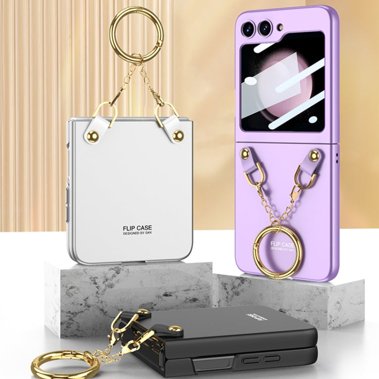 For Samsung Galaxy Z Flip5 GKK Integrated Necklace Hinged Flip Phone Case with Ring Holder(Green) - Galaxy Z Flip5 Cases by GKK | Online Shopping South Africa | PMC TechLife | Buy Now Pay Later Mobicred
