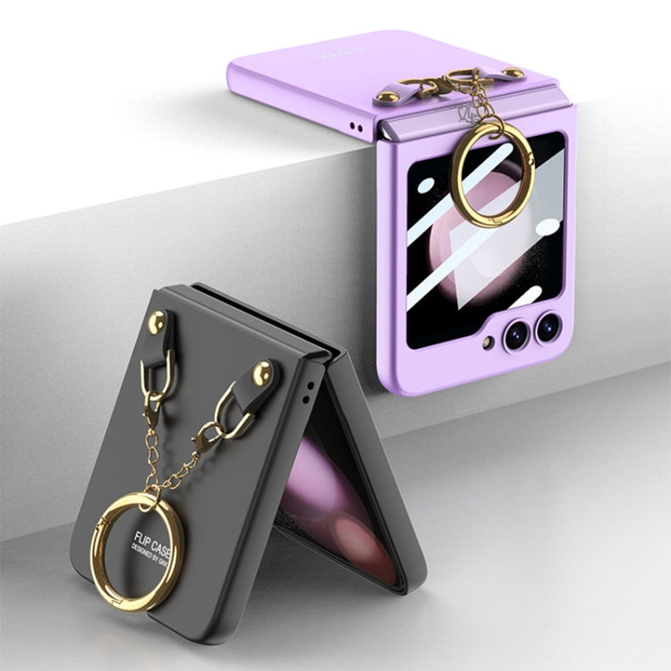 For Samsung Galaxy Z Flip5 GKK Integrated Necklace Hinged Flip Phone Case with Ring Holder(Green) - Galaxy Z Flip5 Cases by GKK | Online Shopping South Africa | PMC TechLife | Buy Now Pay Later Mobicred