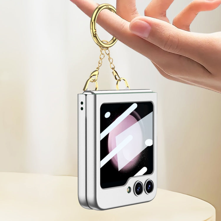For Samsung Galaxy Z Flip5 GKK Integrated Necklace Hinged Flip Phone Case with Ring Holder(Green) - Galaxy Z Flip5 Cases by GKK | Online Shopping South Africa | PMC TechLife | Buy Now Pay Later Mobicred