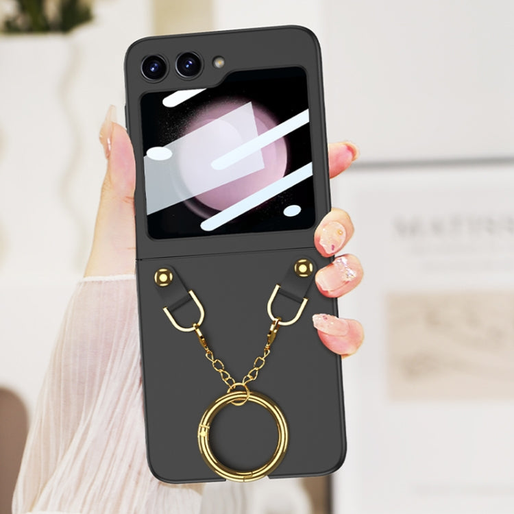 For Samsung Galaxy Z Flip5 GKK Integrated Necklace Hinged Flip Phone Case with Ring Holder(Green) - Galaxy Z Flip5 Cases by GKK | Online Shopping South Africa | PMC TechLife | Buy Now Pay Later Mobicred